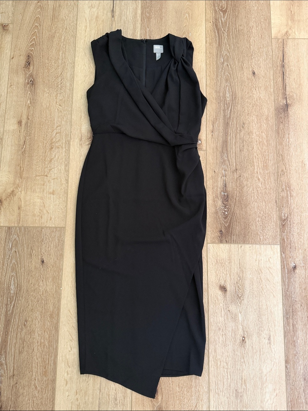 ASOS | Black Sleeveless Wrap Midi Dress | size 6